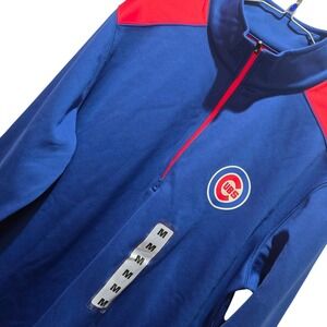 Chicago Cubs MLB Men's Medium NEW w tags! Blue Red 1/4 Zip Pullover Jacket